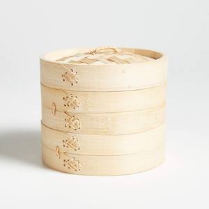 Cuiseur vapeur en bambou dim sum panier vapeur à couvercle plateaux à boulettes naturels fabriqués à la main à vendre - Product Image 4