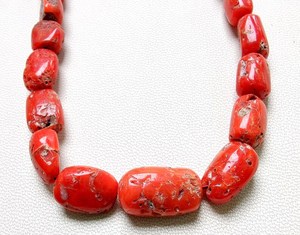 Brin de 18 pouces, perles de forme ovale de corail rouge naturel perles de corail rouge vintage pierres précieuses polies lisses perles en vrac fabrication de bijoux - Product Image 4