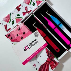Pince à épiler pour cils en acier inoxydable de qualité supérieure, 90 unités, avec embouts lisses de 45 et 10 mm, édition collector 'Watermelon Bow', présentée dans une boîte de présentation - Product Image 2