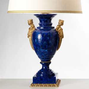 Lapis Lazuli et Bronze Vase Lampe Écologique Auto-Adhésif Installation Amovible Pierre Matériel Décor À La Maison - Product Image 1