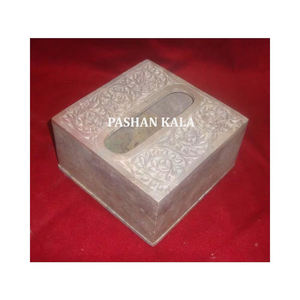 Belle boîte à mouchoirs design multifonction de luxe au design unique sur gravure boîte de rangement pour serviettes en stéatite naturelle émaillée - Product Image 1