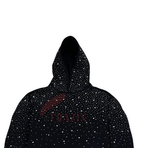 Nouveau design, prix bas, sweats à capuche décontractés pour hommes en 100 % coton, couleur unie, avec fermeture éclair ornée de strass, séchage rapide, respirant, collection hiver 2024 - Product Image 5