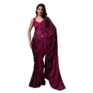 Trendmalls ผ้าไหม rangoli สำหรับสตรีเสื้อเชิ๊ตแบบไม่มีตะเข็บ (K1093-Purple) เสื้อผ้าอินเดียและปากีสถาน - Product Image 1