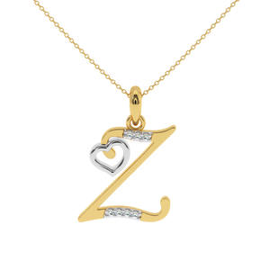 Colgante Z inicial de oro de 14 quilates con corte brillante redondo de diamante cultivado en laboratorio-Joyería de regalo para mujer - Product Image 1