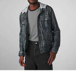 Chaqueta de cuero de alta calidad 100% para hombre de diseño superior con forro de edredón, cuello levantado, manga completa, personalizable para la temporada de invierno - Product Image 5