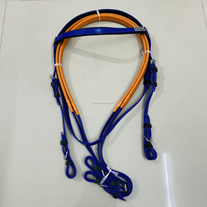 Meilleure vente de bride en PVC d'aspect cuir de cheval et de rênes rembourrées en caoutchouc orange Fabrication de matériaux résistants aux UV en Inde - Product Image 2
