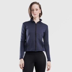 Autumn <b>Workout</b> <b>Jacket</b> in Navy with Stand Collar Trank <b>Jacket</b> - Product Image 1
