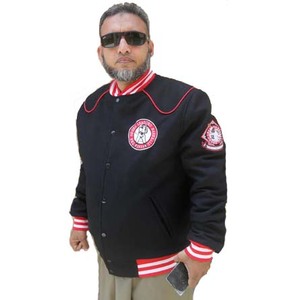 Venta al por mayor de alta calidad de los hombres Letterman chaqueta de bombardero negro Varsity chaqueta de béisbol mangas de cuero de talla grande de la Universidad de invierno - Product Image 1