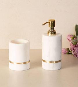 Accesorios de baño de resina Conjunto de accesorios de baño de resina de mármol blanco - Product Image 1