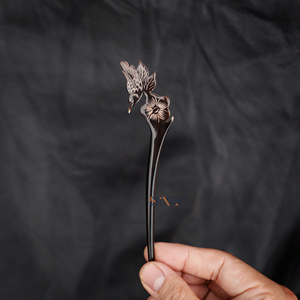 แท่งแต่งผมเขาควายธรรมชาติแบบไม่ซ้ำใครทำมือนกและดอกไม้สำหรับผมยาวของขวัญที่สมบูรณ์แบบสำหรับผู้หญิง - Product Image 2