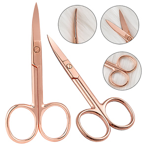 Ciseaux à ongles en acier inoxydable or rose, meilleurs outils de manucure pour cuticules, couleur personnalisée en titane, outil d'extension de cils, marque privée - Product Image 1