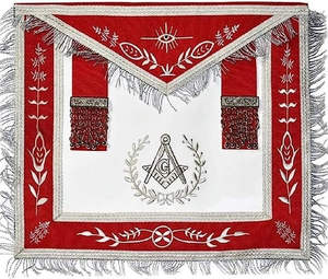 Fabricant de tablier maçonnique Tablier de maître maçon Broderie à la main Regalia maçonnique Tablier de maître passé Prix d'usine - Product Image 1