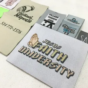 Etiqueta de dobladillo tejido de corte recto con pliegue de bucle de marca personalizado para ropa, zapatos, bolsos, hecho de poliéster duradero, pliegue final para mangas, etiquetas Ne - Product Image 4