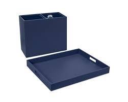 Plateau de service rectangulaire en bois d'acacia massif fini bleu, décoration d'intérieur pour fête, plateau à fruits et légumes - Product Image 2