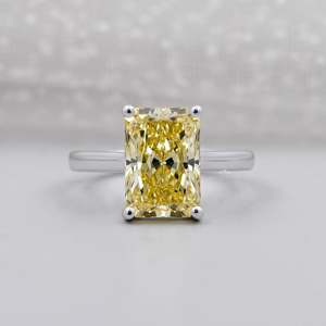Bague de fiançailles solitaire en diamant jaune radiant fantaisie certifié IGI, bijoux de luxe - Product Image 1