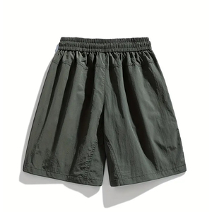 Shorts décontractés pour homme à séchage rapide, taille mi-haute, en polyester/coton, avec poches, élastiques, coupe ample, légers, sensation fraîche, respirants, pour l'été - Product Image 2