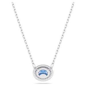 Élégant collier à pendentif en diamant de laboratoire bleu taille ovale avec accents pavés sur chaîne en argent bijoux personnalisés pour cadeau ou occasion - Product Image 4