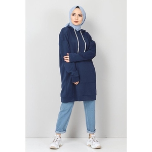 Blue Color Long Top Muslims Yoga Sportswear Set Islamic Muslim Hijab <b>Hoodies</b> and Pants Modest Set for Woman New Latest 2024 - Product Image 1