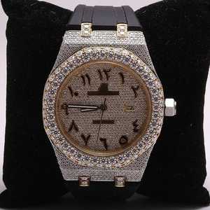 Reloj mecánico analógico con esfera árabe de alta calidad, estilo Hip-Hop de lujo, Diamante moissanita helado, 20mm de ancho de banda, abalorio de cristal de goma - Product Image 1