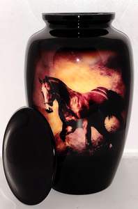 Urna de cremación Contenedor conmemorativo-con Lovely Horse Art Work Tamaño grande 26 cms de alto - Product Image 2