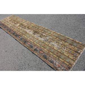 Alfombra de lana turca Vintage, diseño clásico de retazos verde y negro, rectángulo grande, 29x112 pies, látex, nueva alfombra de área grande para pasillo - Product Image 2