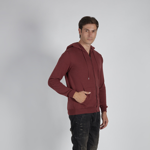 Sudadera con Capucha de Punto para Hombre, de Alta Calidad, con Cierre Completo, 90% Algodón, 10% Cachemira, Color Sólido, Ecológica, ODM, Bolsillos Laterales, Teñida con Hilo - Product Image 2