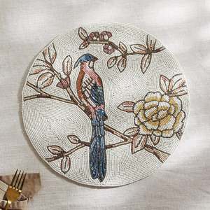Perles de verre décoratives de forme circulaire artisanales de haute qualité napperons de conception d'oiseau tapis et tampons uniques et économiques - Product Image 1