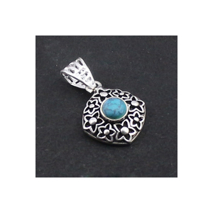 Bijoux uniques en argent sterling 925, forme ronde, pierre précieuse turquoise bleue, pendentif fait à la main, en vente au meilleur prix, fournisseur ODM OEM - Product Image 3