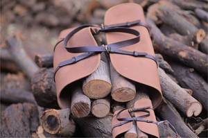 100% Genuine Leather Wood <b>Log</b> Firewood Storage <b>Holder</b> Real Leather Tree <b>Holder</b> for <b>Fireplaces</b> LLR-0065 Accessory Sets - Product Image 6