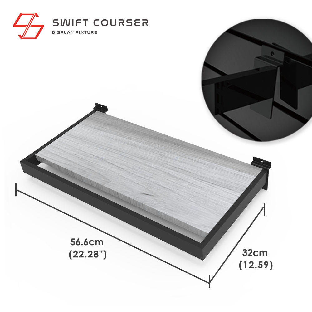 Frame (Black) + Wood Shelf (White)