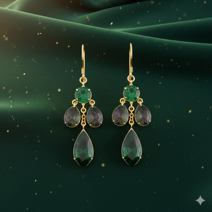 Boucles d'oreilles pendantes en pierre précieuse verte Hydro 8 mm rondes 10*12 mm pour femmes, argent sterling 925 plaqué or 18 carats, cadeau de bijoux - Product Image 4