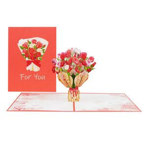 Custom Printed Rose Flower 3D Pop Up <b>Card</b> Eco Friendly Paper <b>Gift</b> for Wedding Event - Product Image 3