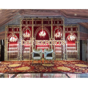 Decoración de escenario de boda gloriosa, paneles de Metal, escenario de recepción de boda, de arco de Metal Panel, escenario de boda asiático, arcos de Metal - Product Image 1