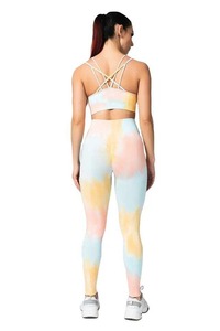 Ensemble de sport de yoga pour femmes en spandex/nylon respirant, couleur unie, motif uni, taille plus, coupe-vent, écologique, 2 pièces - Product Image 4