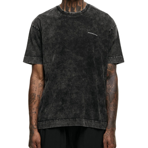 2024เสื้อยืดผู้ชายฟอกลายกรดสีเทาออกแบบโลโก้ได้ตามต้องการอัตราการขายส่ง - Product Image 1