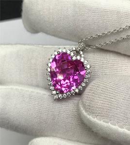 Pendentif cœur classique en argent sterling 925 créé en laboratoire zircon cubique blanc saphir rose CZ luxe chrétien femmes enfants - Product Image 2