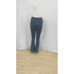 Jeans de mujer con cintura alta, lados elásticos y botones al frente, 31783 - Azul marino - Product Image 6