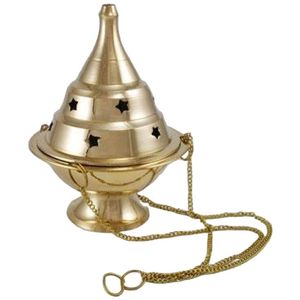 Brûleur d'encens suspendu en laiton religieux hautement poli encensoir orthodoxe et bien-être spirituel - Product Image 3