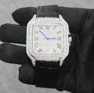 Reloj Analógico de Lujo para Hombre, con Caja Cuadrada de Acero Inoxidable, Movimiento Mecánico Automático, Números Romanos Negros, Cristal de Zafiro y Correa de Goma - Product Image 1