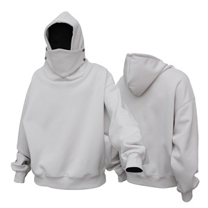 Pull cagoule à capuche pour hommes 100% coton noir blanc gris à capuche personnalisé brodé sérigraphie cagoule Double sweat à capuche - Product Image 1