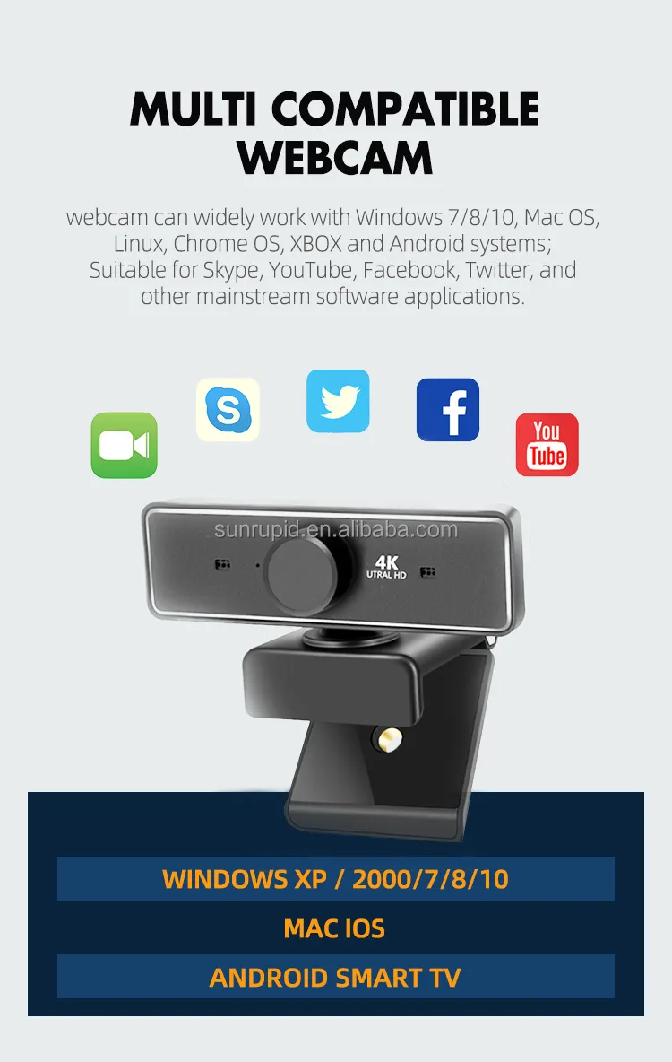 Video Conference Live Streaming Online Teaching Full HD 4K Webcam 60FPS Web Camera For Laptop PC Desktop