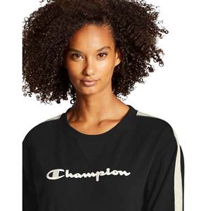 Felpa Crop in Seta Anti-Pilling Nera Taglia Large da Donna For Champion Heritage Fleece Crew - Product Image 2