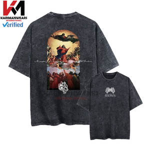 Vintage lavé Gym musculation sport T-Shirts hommes surdimensionné entraînement Tee respirant Fitness haut rétro lavé Look athlétique - Product Image 4