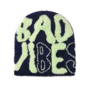 Bonnets avec logo personnalisé OEM Bonnets en acrylique tricoté en laine jacquard mohair de qualité supérieure Nouveaux bonnets en acrylique unisexes respirants OEM - Product Image 4