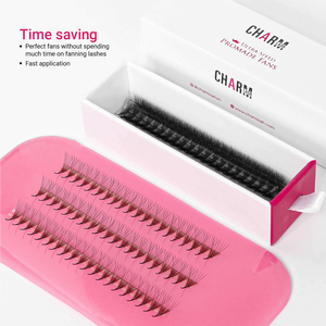 CharmLash ultra velocidad promade pestañas ahorro de tiempo volumen prefabricado ventiladores sueltos pestañas al por mayor bandejas promade 3D Etiqueta Privada - Product Image 6