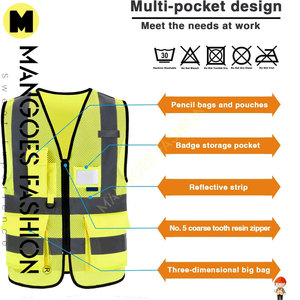 ملابس السلامة العمل سترة عاكسة متعددة جيوب ملابس العمل سلامة عالية الجودة بالجملة تنفس شبكة سترة رجالي ملابس خارجية - Product Image 6