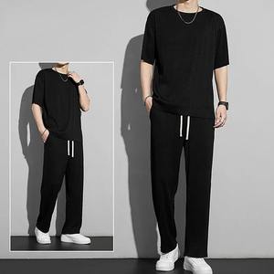 Conjuntos de pantalones superiores, chándal de manga corta de cuarto, camiseta de estilo coreano, trajes deportivos de verano para hombre, ropa estética fresca para hombre - Product Image 5