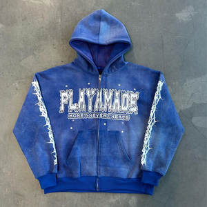 Sweat-shirts unisexes décontractés doux et chauds pour femmes avec imprimé lettres vintage à fermeture éclair Nouveaux sweat-shirts en polaire amples - Product Image 1