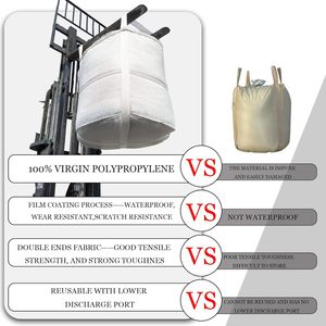 ถุงบรรจุสินค้าขนาดใหญ่ FIBC ทำจากวัสดุพลาสติกทนทาน สายรัดแบบ Double Stevedore ฐานแบน สามารถปรับน้ำหนักการบรรจุได้ - Product Image 4