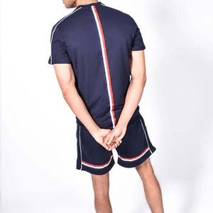 Conjuntos de ropa deportiva informal para hombre con logotipo OEM, pantalones cortos de algodón de talla grande, camiseta térmica de manga corta, pista de Color sólido para transpirable - Product Image 6